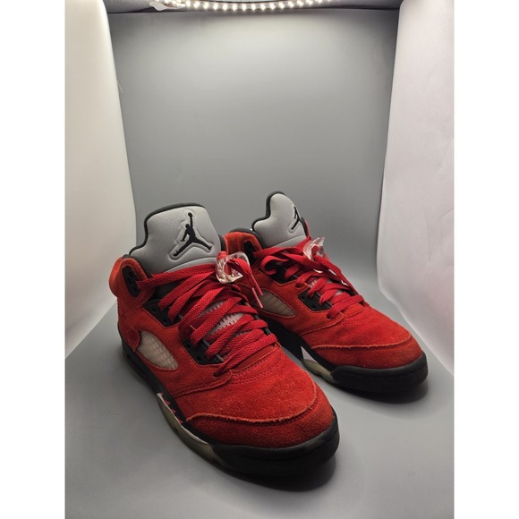 Nike Air Jordan 5 Retro GS Size 7Y Raging Bull 2021 Red Suede Black 440888-600